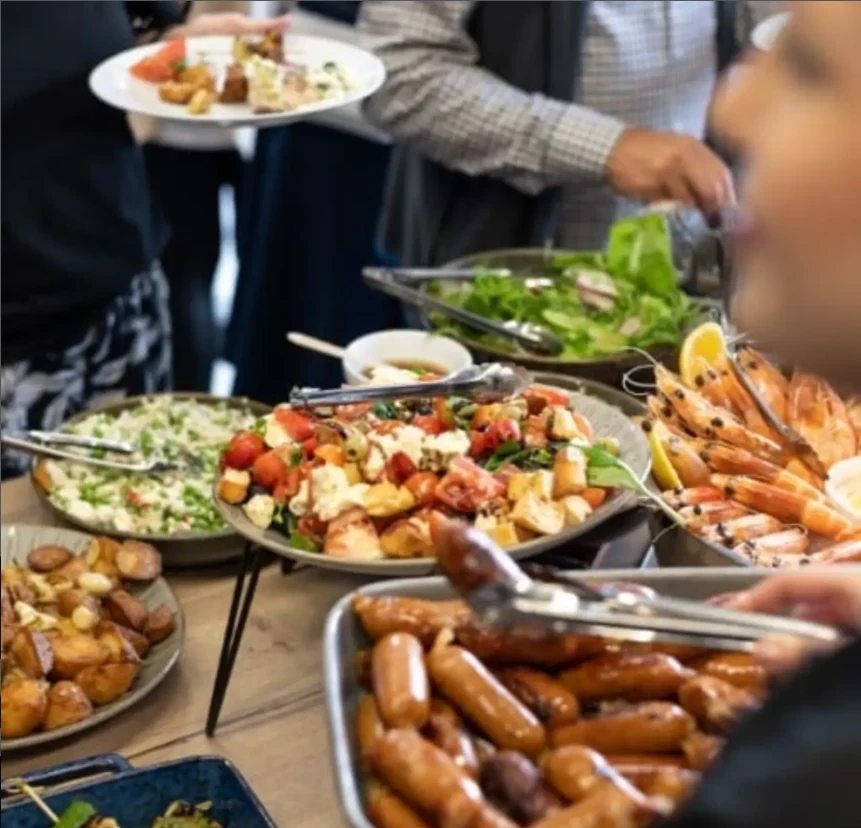Private Plating Instagram post featuring a catered food spread